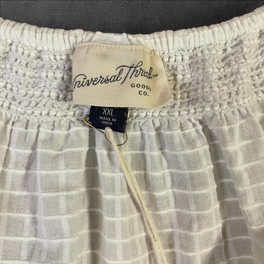 Puff Sleeve Wrap Bow Tie Textured White Blouse XXL - Picture 8 of 8